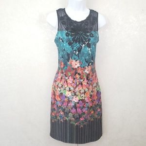 Venus Sheer Shoulder Embroidered Floral Dress